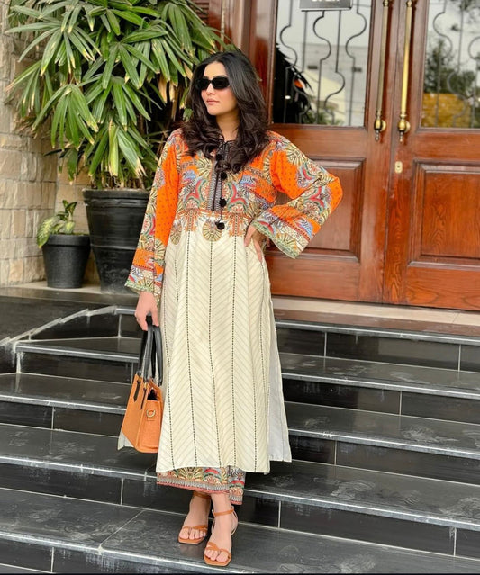 Zareen Digital Print 2-Piece Stitched Kurta Set